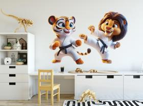 Leão e Tigre a Lutar Karaté