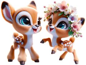 Stickers Muraux Enfants - Adorables Petits Faons aux Petites Taches Blanches