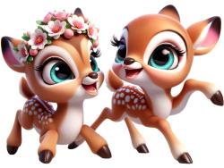 Adesivi Murali per Bambini - Piccoli Cerbiatti con Macchiette Bianche