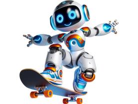 Barn Veggklistremerker - Humanoid Robot på Skateboard