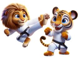 Kids Wall Stickers - Lion and Tiger Epic Karate Challenge