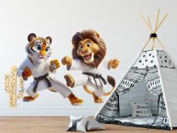 Lion and Tiger in a Karate Duel