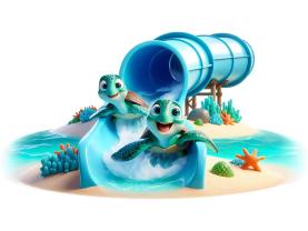 Vinilos Decorativos Infantiles - Tortugas Marinas en el Parque Acuático