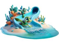 Kids Wall Stickers - Sea Turtles on the Beach with Water Slide