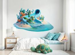 Zeeschildpadden op het Strand met Waterglijbaan