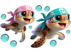 Kids Wall Stickers - Sea Turtles with Pirate Bandanas