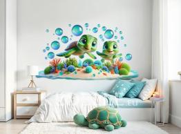 Schattige Zeeschildpadden op het Strand van de Koraalriffen