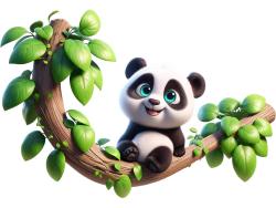 Kids Wall Stickers - Sweet Little Panda Bear on a Tree Branch
