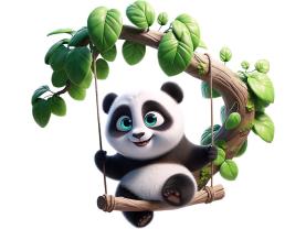 Kids Wall Stickers - Panda Bear on the Tree Swing