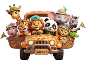 Muurstickers voor Kinderen - Safari met Jungledieren