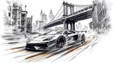 Wall Murals - Racing Car in Urban Action