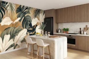 Tropische Blätter in Goldenen und Grünen Tönen