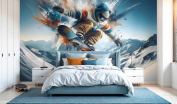 Snowboard Artistique dans les Montagnes d’Hiver