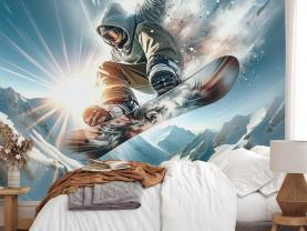 Saut de Snowboard aux Douces Teintes Pastel