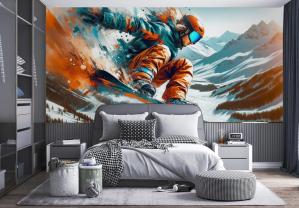 Snowboard dans les Montagnes d’Hiver