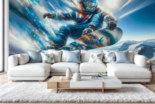 Saut de Snowboard aux Couleurs Vibrantes