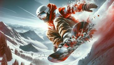 Murais de Parede - Salto de Snowboard nas Montanhas