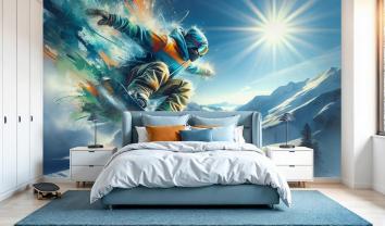 Saut de Snowboard aux Couleurs Vibrantes