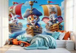 Pirate Tiger in Pirate Boat