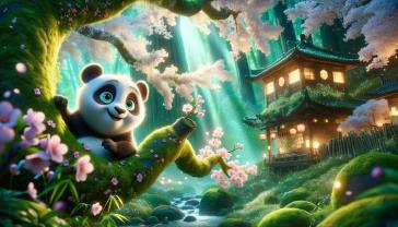 Fototapeter Barnrum - Panda i den Förtrollade Skogen