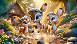 Kids' Room Wall Murals - Playful Deer in the Enchanted Forest