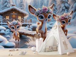 Deer in the Snowy Forest