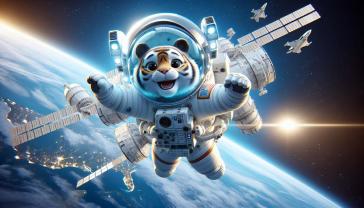 Fotomurales Habitación Infantil - Viaje al Espacio Tigre Astronauta