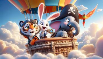 Fotobehang Kinderkamer - Piratenavontuur in een Luchtballon