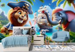 Pirate Lion and Elephant on Treasure Island
