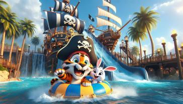Papier Peint Chambre Enfant - Parc Aquatique avec Bateaux Pirates