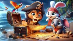 Kids' Room Wall Murals - Pirate Treasure Chest on the Golden Beach