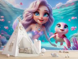 Sweet Mermaid and the Pink Sea Turtle