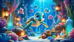 Papier Peint Chambre Enfant - Tortue Marine Turquoise Ocean Magique