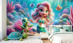 Sweet Mermaid and the Green Sea Turtle