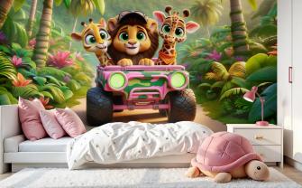Djungeldjur i den Rosa Buggy