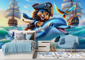 Delfin og Piratløve på det Blå Havet