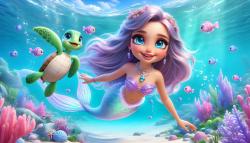Kids' Room Wall Murals - Mermaid on the Turquoise Coral Beach