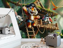 Tiger, Elephant and Bunny in the Treehouse