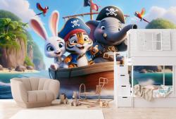 Elephant, Tiger and Bunny on the Pirate Ship