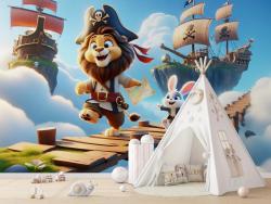 Lion and the Floating Island of the Pirate Ship