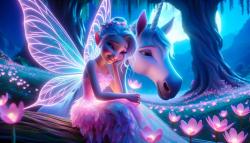 Kids' Room Wall Murals - Pink Fairy in the Magic Forest