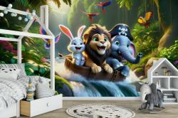 Adventure at the Tropical Waterfall with Jungle Animals