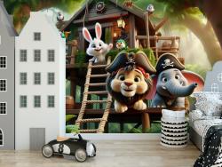 Jungle Animals in the Treehouse with a Pirate Theme