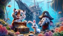 Kids' Room Wall Murals - Sunken Pirate Ship and the Little Pirates’ Treasure