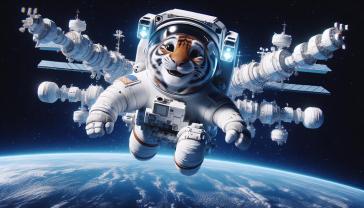 Fotomurales Habitación Infantil - Viaje al Espacio con el Tigre Astronauta
