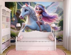 Magical White Unicorn and the Forest Flower Fairy