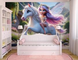 Magical White Unicorn and the Forest Flower Fairy
