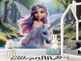 White Unicorn and the Forest Flower Fairy