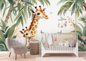 Girafes dans la Jungle aux Tons Pastel