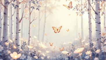 Fotomurali per Cameretta Bambini - Foresta Incantata in Toni Dorati